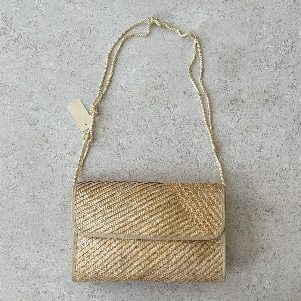 Vintage Woven Straw Crossbody Bag
